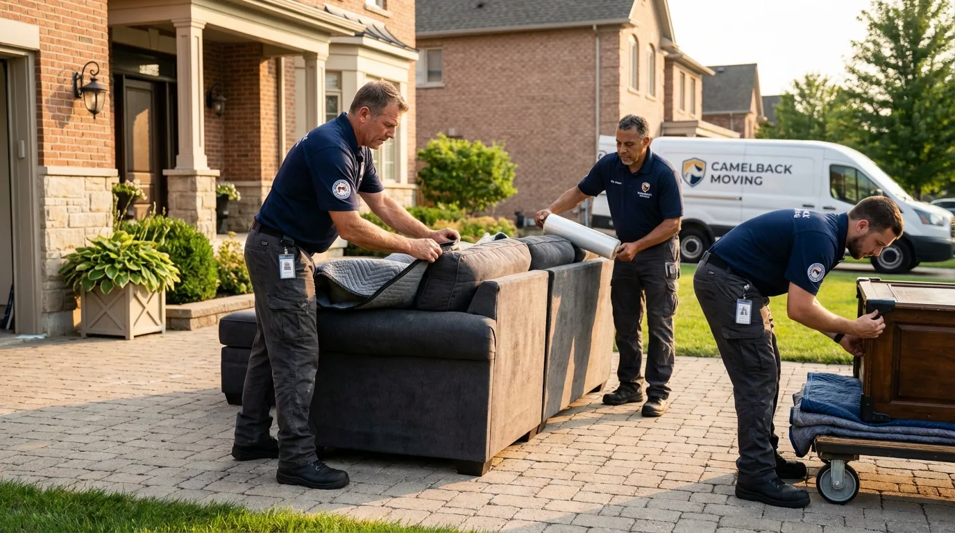 Large estate moving crew wrapping furniture in Webb, AL